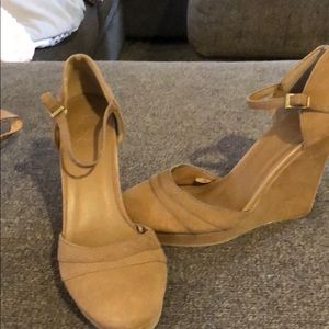 Brown suede wedges